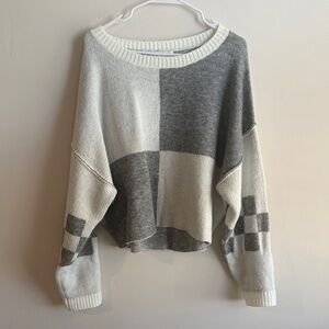 Vintage Havana Colorblock Knit Sweater Size M Soft Neutral Cropped Pullover